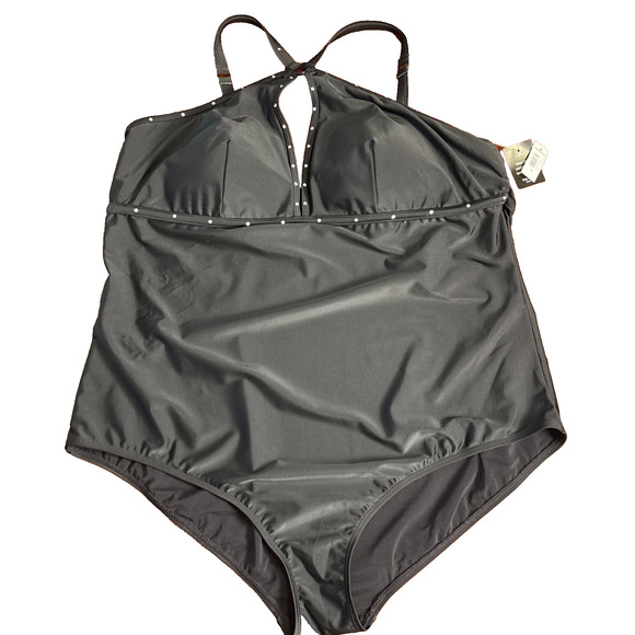 Torrid Wire Free One Piece Swimsuit Size 4X (26) Rhinestone Black Halter NWT - Picture 1 of 9